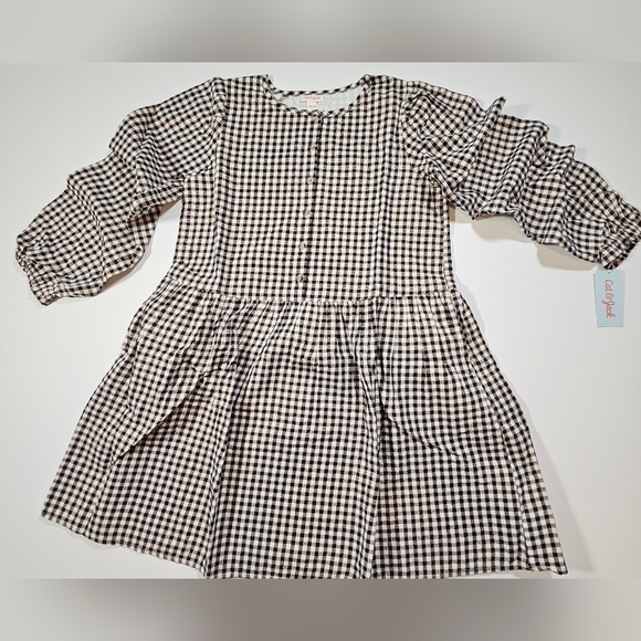 Cat & Jack Girls Dress Black White Gold Gingham Print Plaid Size XXL (18) - Picture 8 of 11